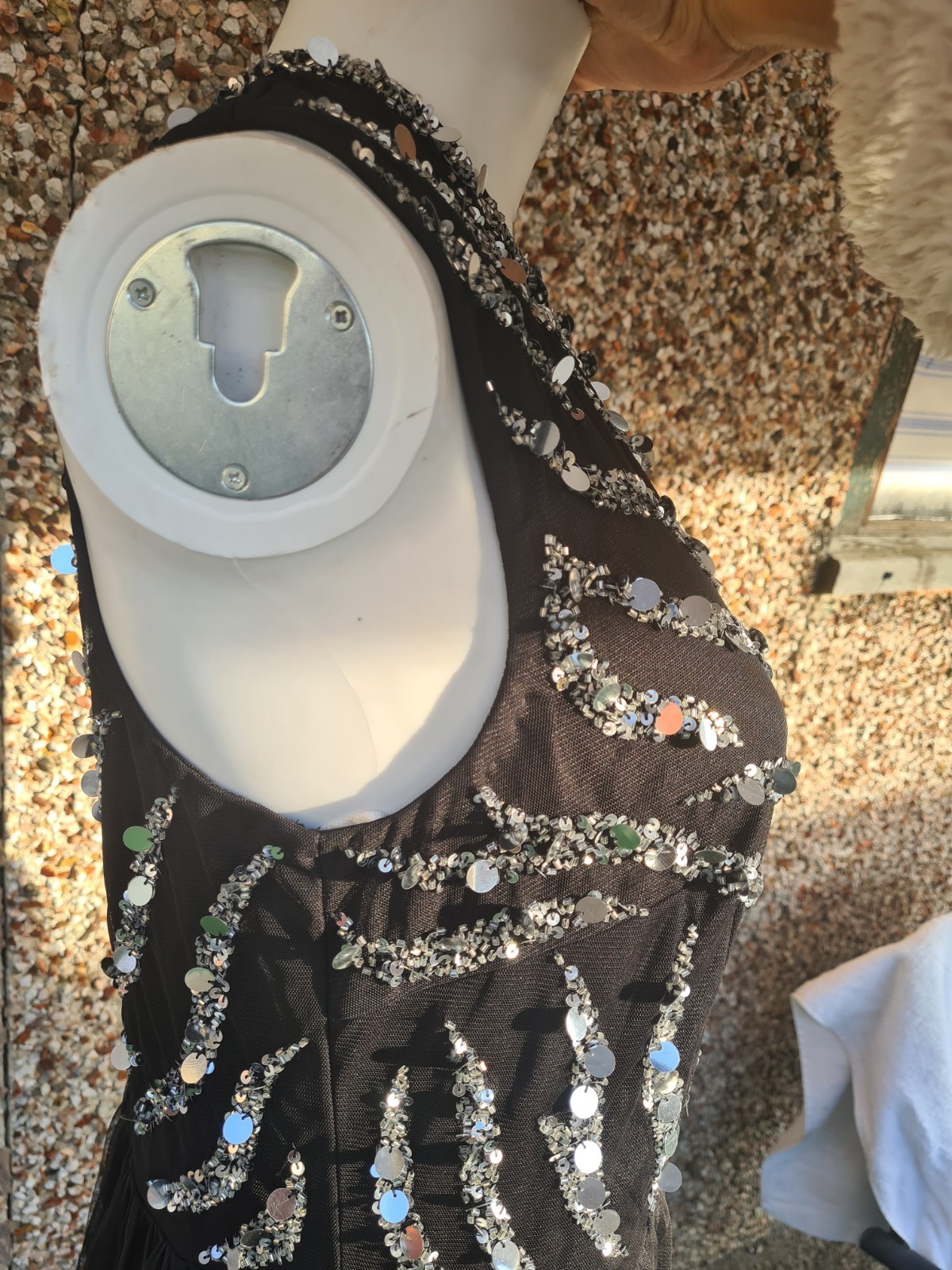 Bodyflirt Boutique Black Silver Sequin Beaded Maxi Dress UK 16 NWOT RRP £75 image 6