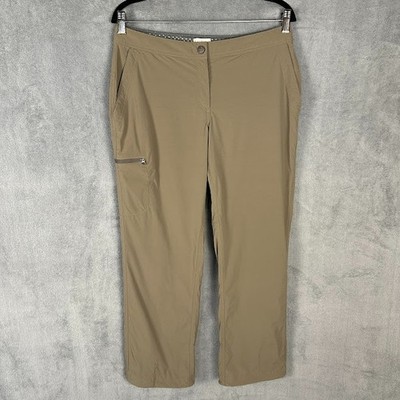 LL Bean Water Repellent Comfort Trail Pants Womens 10 Petite Tan Mid Rise Hiking