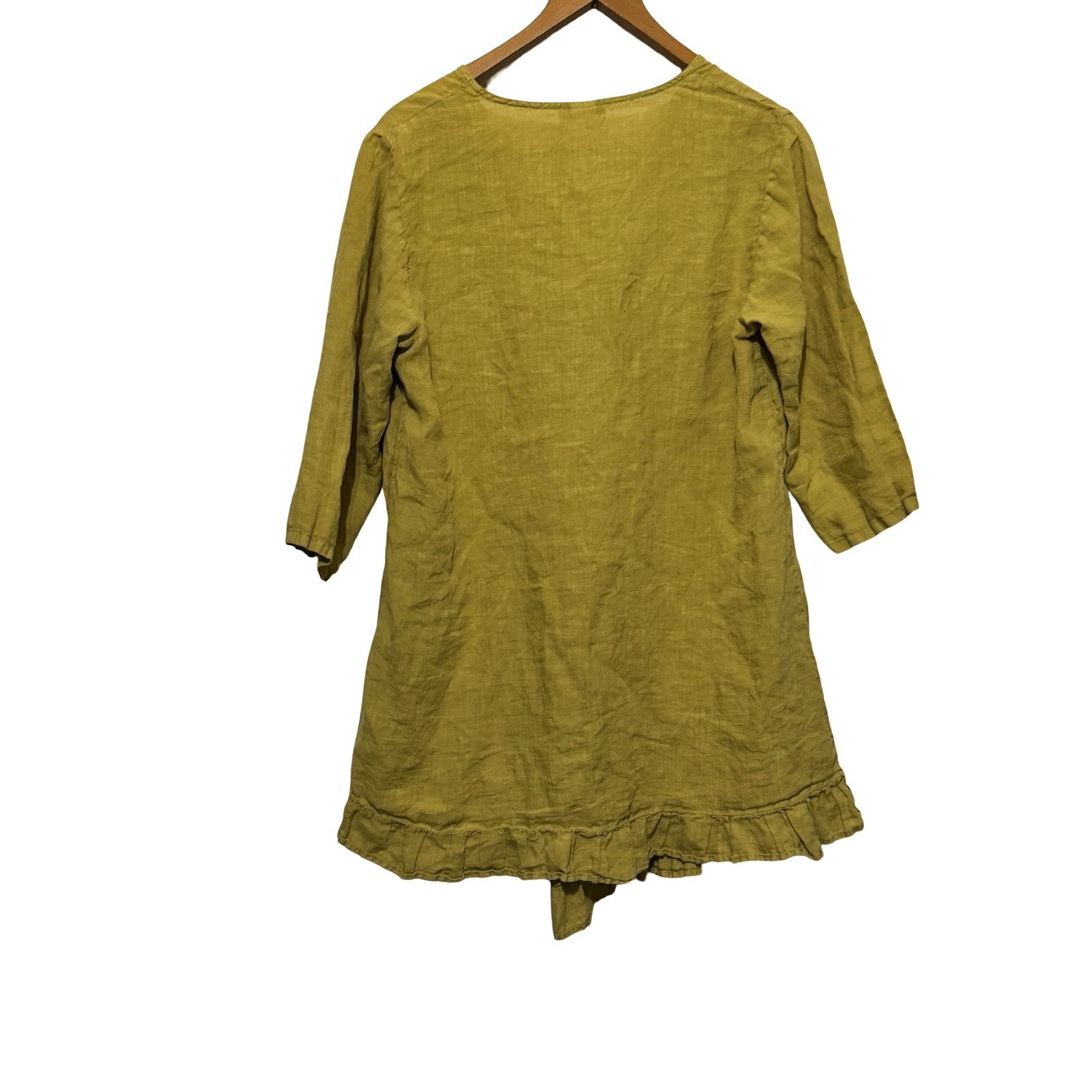 Match Point USA Linen Mini Dress Tunic Shift Size Medium Marigold Lagenlook