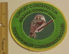 NIAGARA COUNTY 2002 SUPPORT CONSERVATION OWL PATCH PENNSYLVANIA NEW !!!