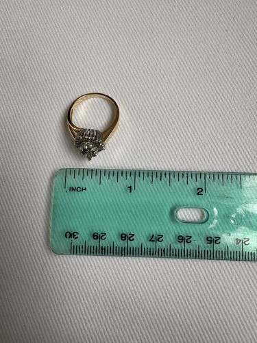 IGRB 14k Yellow Gold Natural Diamond Cluster Ring Size 7.5 - Picture 7 of 8