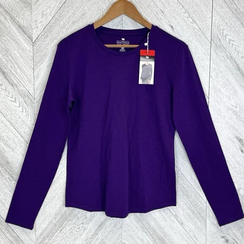 Seg'ments 100% Merino Wool Long Sleeve Base Layer Shirt Women Medium Purple NWT