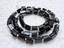 Black tourmaline rough beads. 11/9 mm 16 inches strand Sku-1124