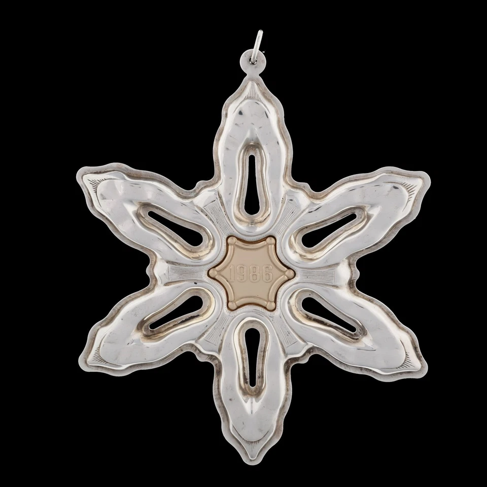 Gorham 1986 Plata Esterlina Oro Navidad Adorno Copo de Nieve 925 Decoración Vintage Foto 4 de 4