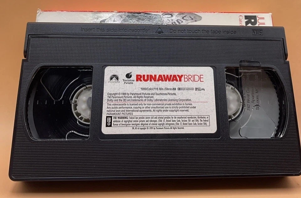 Runaway Bride VHS 1999 Julia Roberts Richard Gere  *Buy 2 Get 1* - Image 3 of 3