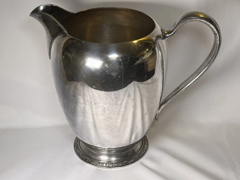 复古 Oneida ASHBY 镀银水壶 64 盎司花卉底部边缘 3697 — 第 2/4 张图片