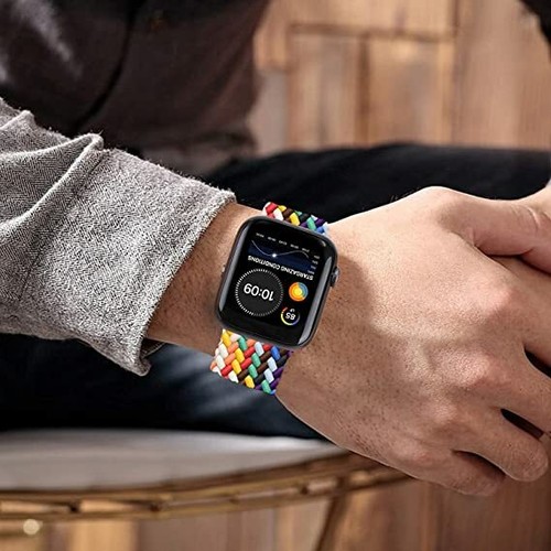 Braided Solo Loop Nylon fabric Elastic Band Apple Watch Bracelet SE 6 5 1 iWatch - Picture 6 of 34