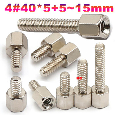 4#-40*5 Copper Nickel Plated Hex Standoff Spacer Screws Pillar PC Computer Bolts