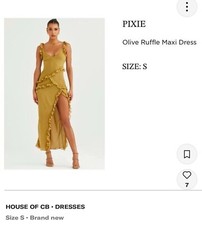 House of CB Pixie Ruffle Maxi Dress S - Olive