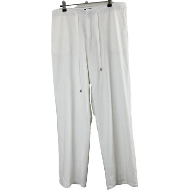 CoCo + Carmen Womens Wide Leg Pants S/M White Cotton Pockets Beachy Coastal NEW