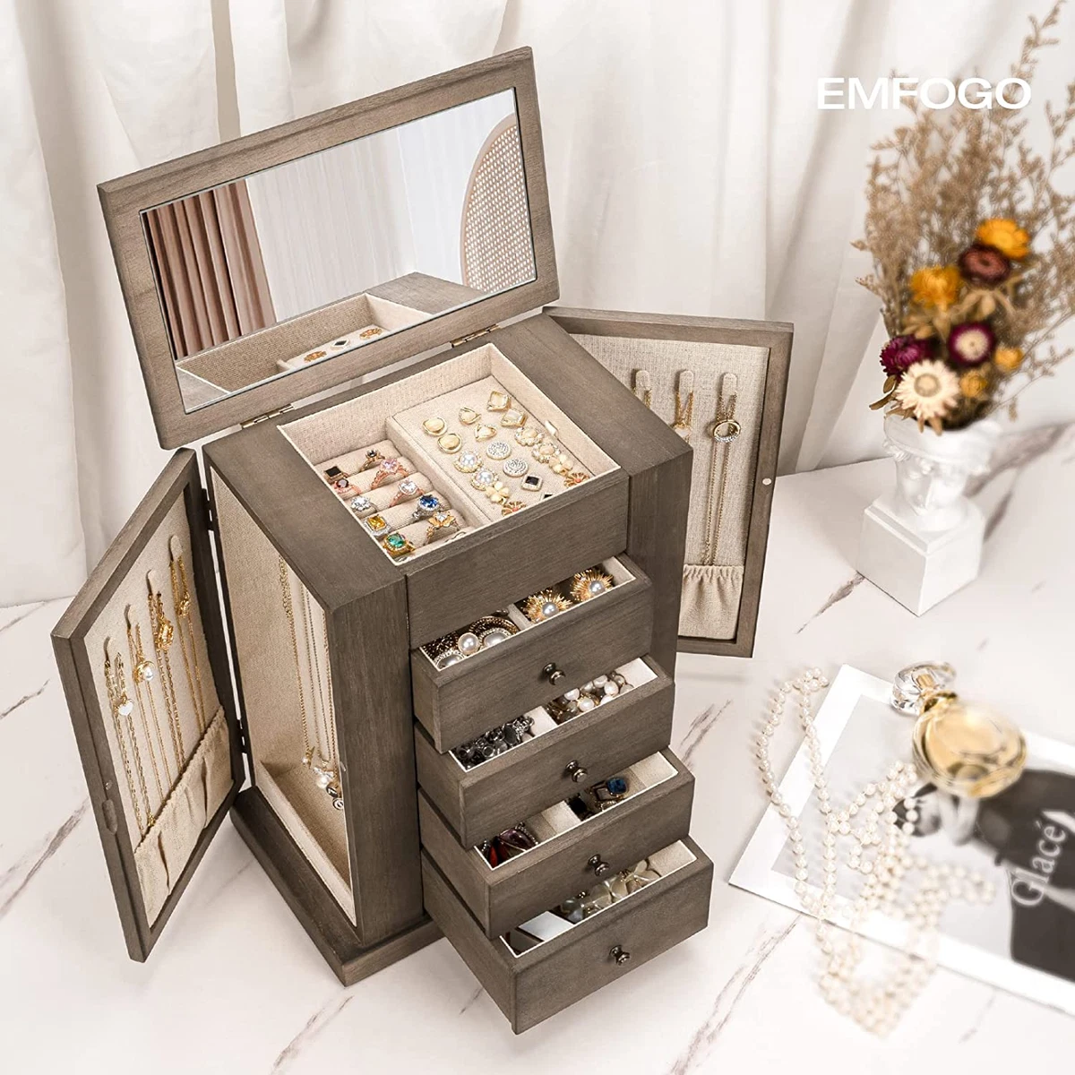 Modular Acrylic Linen Jewelry Drawer System