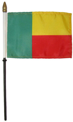 Wholesale Lot of 6 Benin 4''x6'' Flag Desk Set Table Wooden Staff