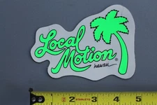 LOCAL MOTION Hawaii Clear Neon Green Palm Tree 80's LM2 Vintage Surfing STICKER