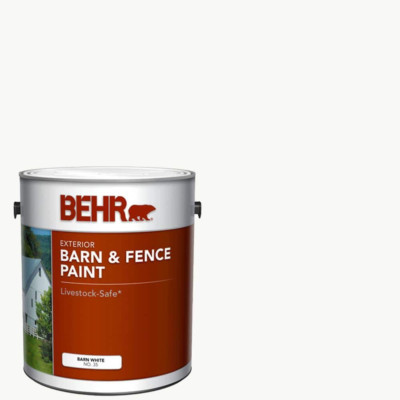NEW Behr Pro White Exterior Barn and Fence Paint Oil-Latex 5 Gal Livestock-Safe
