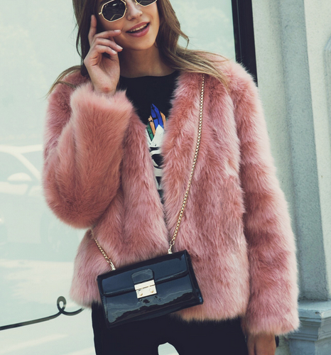 Streetwear womens faux fur jacket 