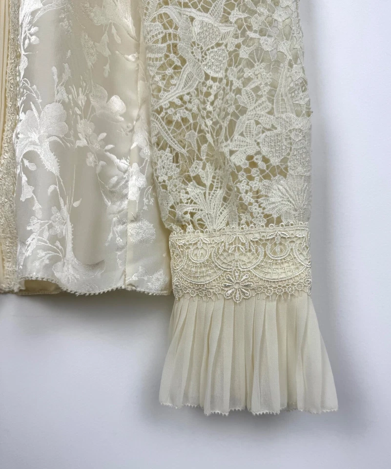 Erdem x HM Silk Lace Jacquard Blouse Crochet Creamy Ivory Top Size 6 US / 36 EU - Image 3 of 4