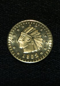 "1852" Dollar-Sized California Fractional "Gold"  Indian Token UNC