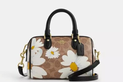 NWT COACH MINI ROWAN SATCHEL SIGNATURE FLORAL PRINT BAG CZ596 CROSSBODY DAISY