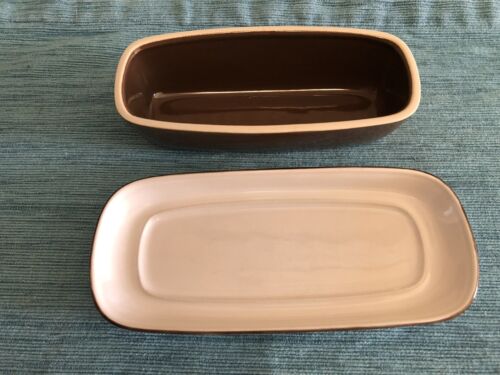 Carico Fine China Brown White Two Piece BUTTER DISH Made in Japan 7'5" long - Picture 3 of 4