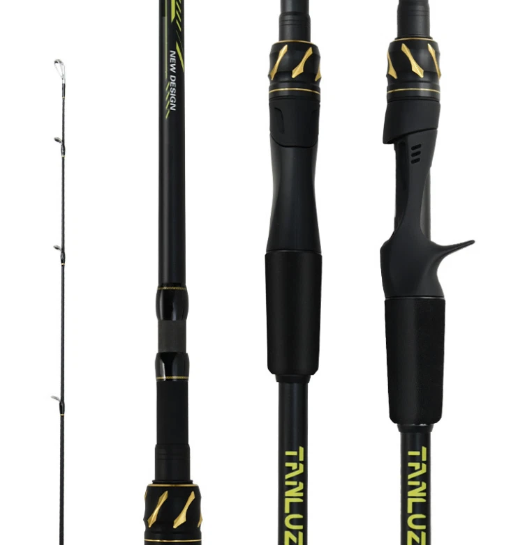 Caña de pescar 1,8 M-2,28 M caña giratoria fibra de carbono trucha 5 secciones postes Foto 2 de 4