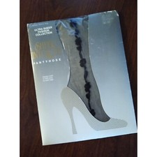 Kmart Size C Black Design Raised Vintage Pantyhose   Hosiery