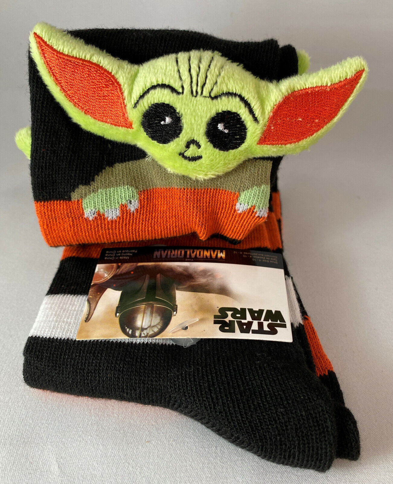 Disney Baby Yoda Grogu Star Wars Socks Stuffed Striped The Mandalorian sz 4-10