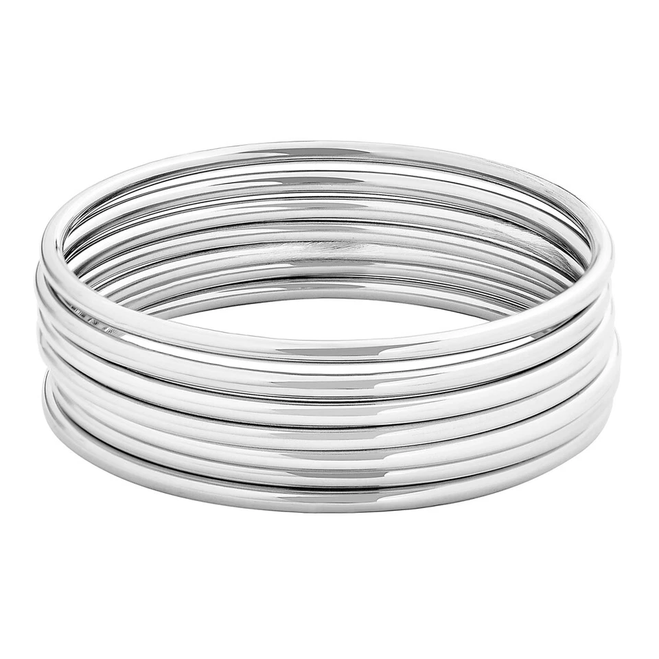 Conjunto de 7 pulseiras femininas Edforce aço inoxidável brilhante fina redonda - Imagem 3 de 3