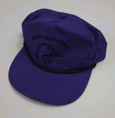 Vintage Ducks Unlimited Jayhawk Chapter Hat Vintage Outdoors 90s USA Purple 