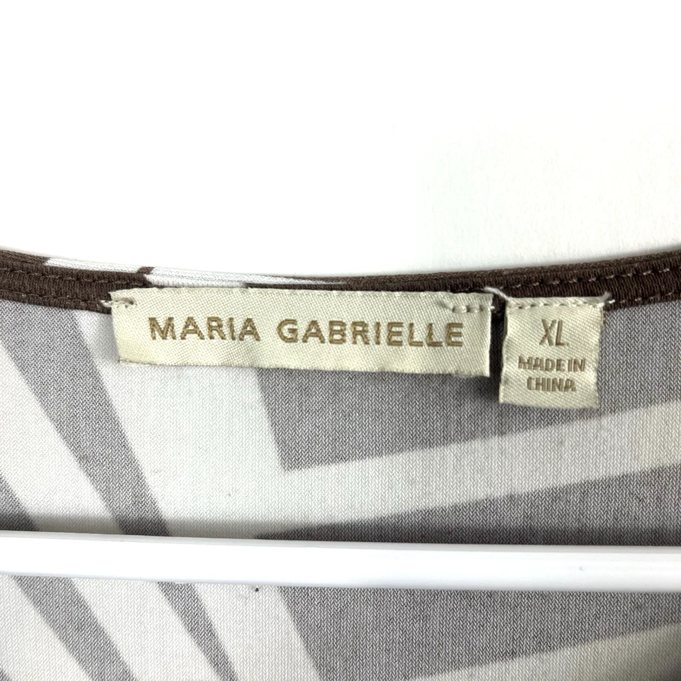 Women's Maria Gabrielle Brown White Silver Beads Abstract Stripe 3/4 Casual XL - Изображение 2 из 4