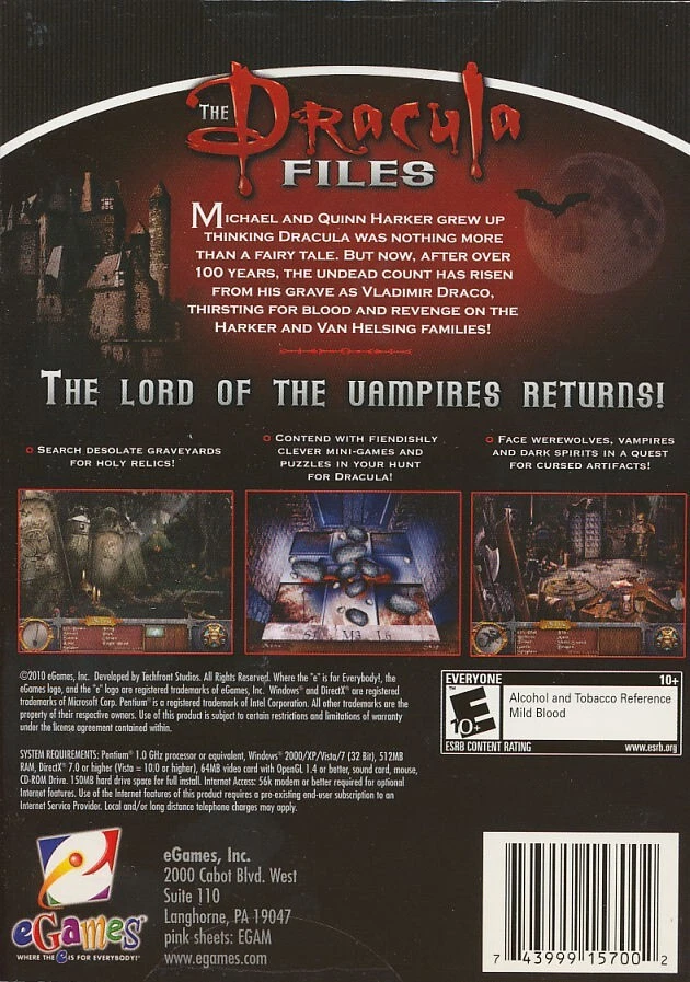 THE DRACULA FILES - Hunt for Legendary Vampire - Hidden Object PC Game - NEW - Image 3 of 3