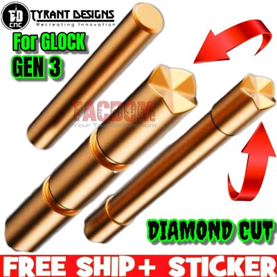 Tyrant Designs CNC GOLD Stainless Steel Pin Kit For Glok Gen 3 Diamond Cut PINS