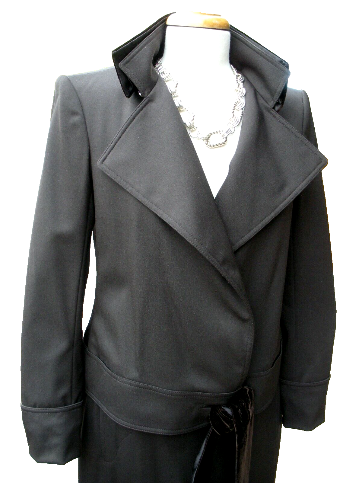 YSL $12K YVES SAINT LAURENT marrone lana gonna giacca tuta couture FR 42 US 12