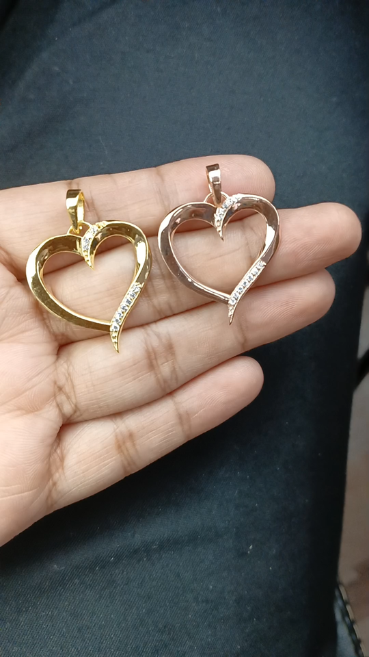 18k Solid Rose Gold Real Diamond Heart Pendant Jewelry For Anniversary