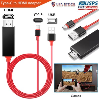 Type-C to HDMI HDTV TV Adapter Cable 4K For Samsung Galaxy S21 Ultra/S21+/S21 FE