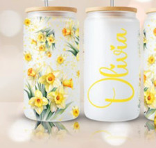 Personalized Name Floral design 16oz Libby Glass Tumbler