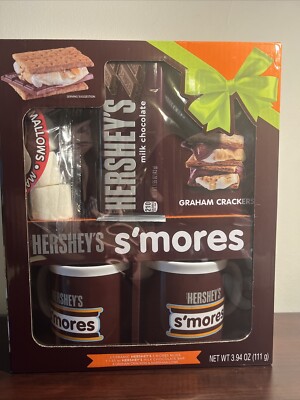 Hershey s S mores Box 2 Ceramic Mugs Graham Crackers Milk Chocolate Marshmallow 