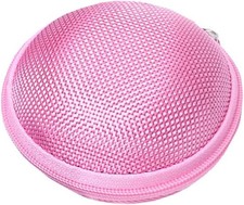 1 PC Pink Compact Round Mini Earphone Hard Case Bag Travel Pouch Headphones
