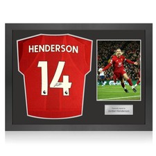 Von Jordan Henderson signiertes Liverpool-Trikot 2019–20. Icon-Rahmen