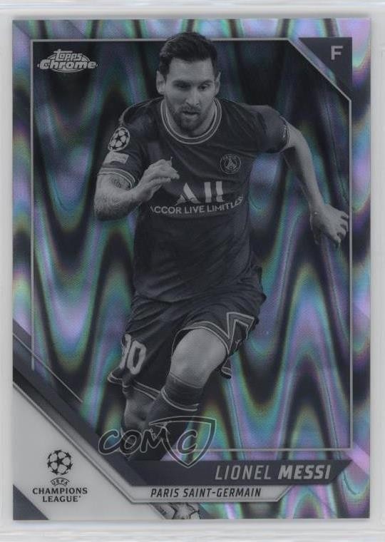 2021-22 Topps Chrome UCL Black & White RayWave Refractor Lionel Messi #100 1ln4
