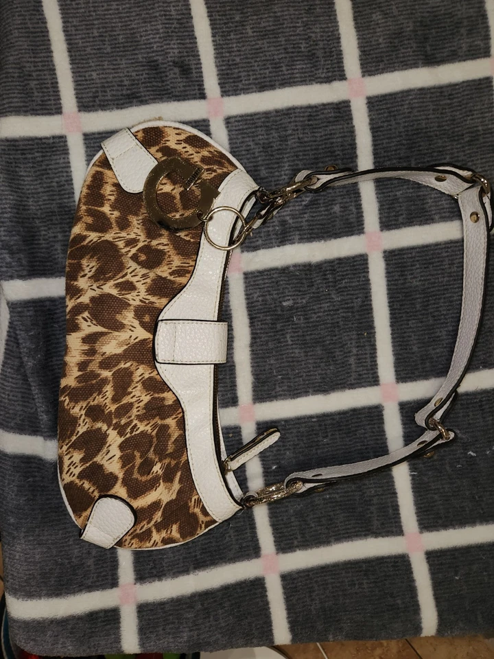 Bolso de Hombro Vintage Y2K Guess Leopardo Borde Blanco Foto 2 de 3