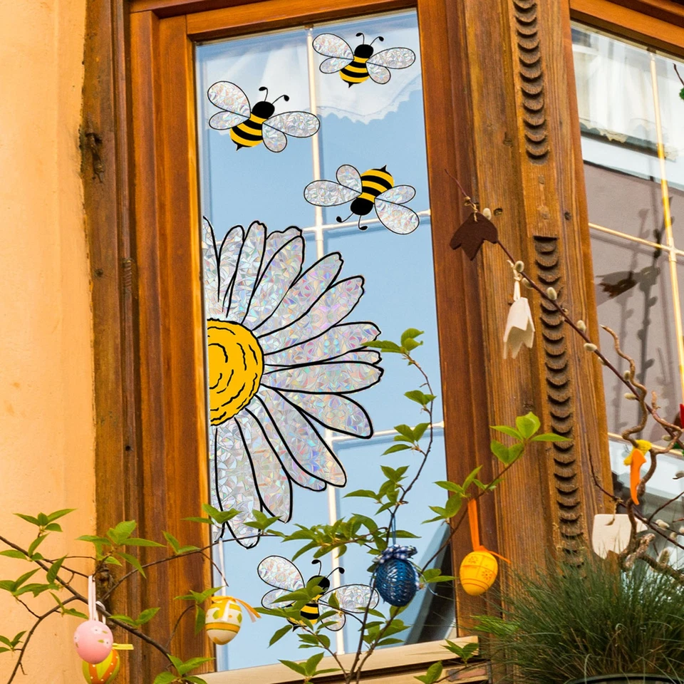 Turn Windows Into Lively Garden with Our Cute Bees Flower Stickers - Image 2 of 4