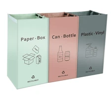 3-Pack Indoor Recycling Bins for Kitchen Home with Large Waterproof Bags