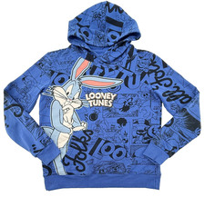 Looney Tunes Bugs Bunny Hoodie Youth 14 16 Blue Graphic Cartoon Pullover