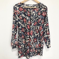 Masai Floral Top Medium Long Sleeve Blouse Tunic Top Keyhole Neckline