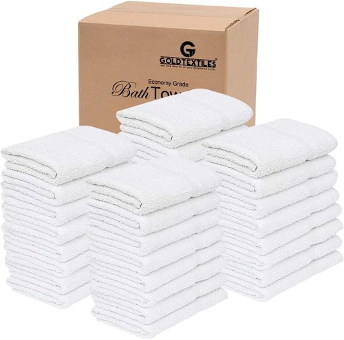 Value Pack White Bath Towel Lightweight Economy Grade Cotton Blend Spa Daily Use - Picture 25 of 26