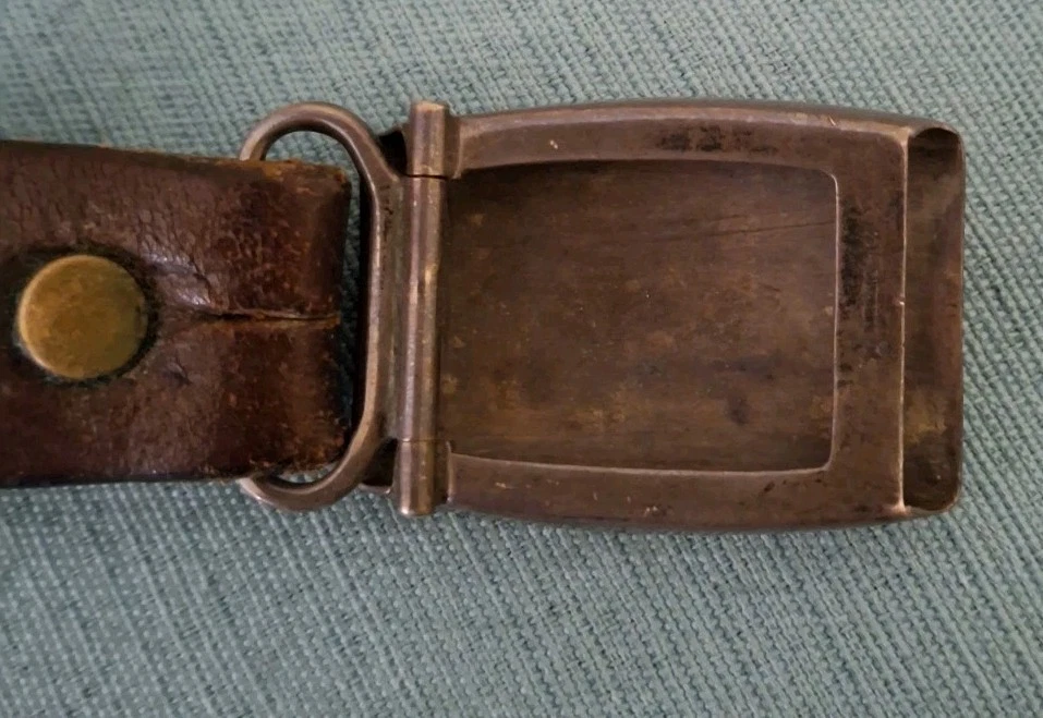 Vintage Sterling Silver and 14k Gold Belt Buckle Monogrammed, W/Leather Belt - Image 3 of 4