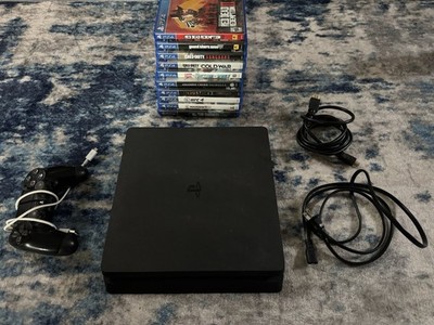 PlayStation 4 Slim 1TB Console, 10 Games + Controller Bundle CUH 2215B Tested