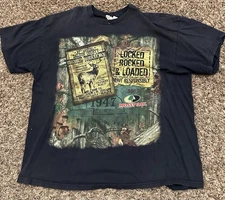 Vintage Mossy Oak Hunting Camo Graphic T-Shirt - Locked Rocked & Loaded Size 2XL