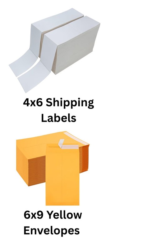 15 6x9 Envelopes & 20 4x6 Shipping Labels New