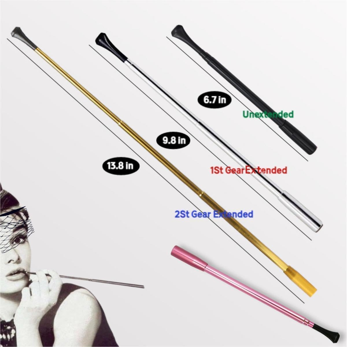 Audrey Style Vintage Extendable Cigarette Holder,Vintage Metal Long  Cigarette Hl